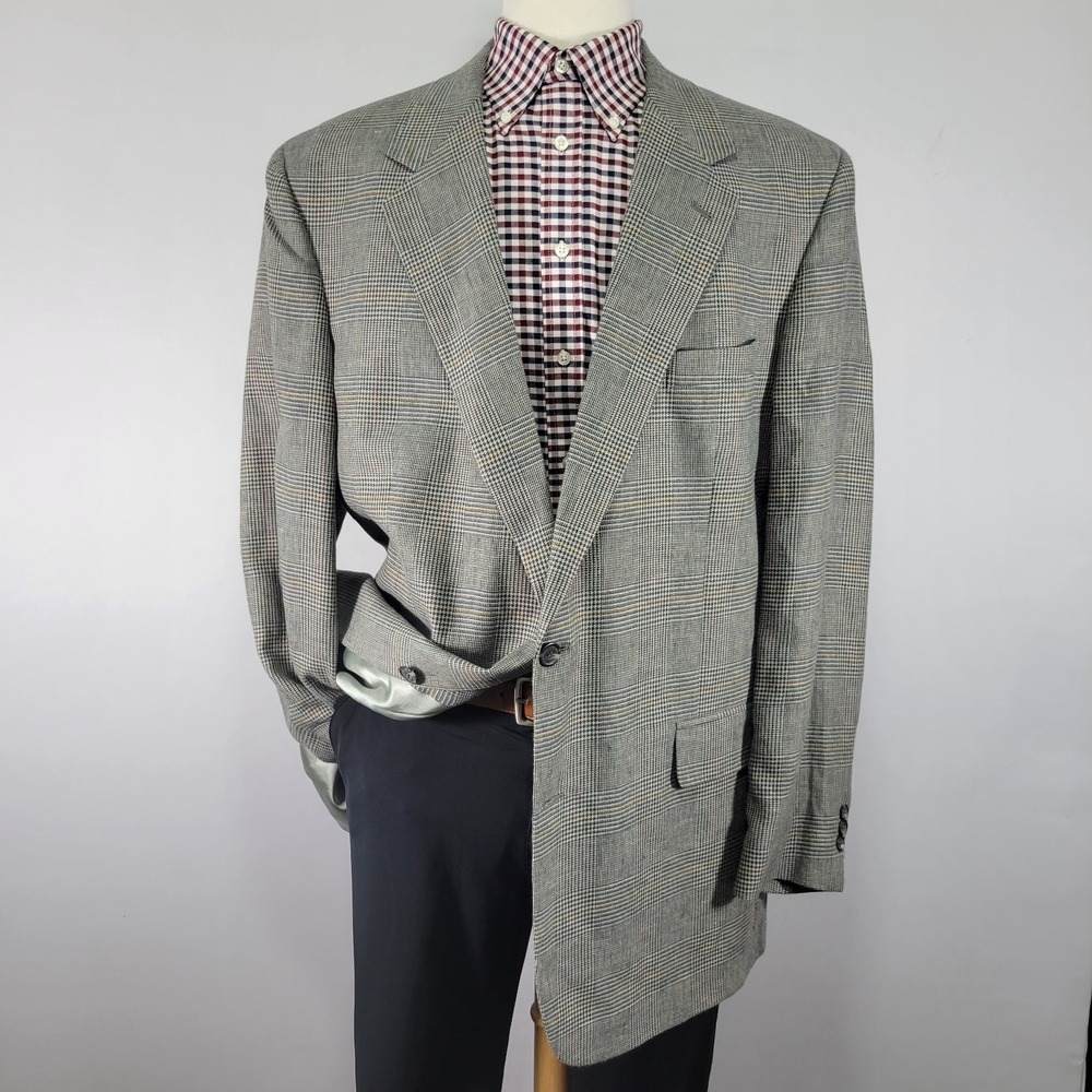Brooks Brothers Men's Sport‎ Coat Blazer Two Button Multi-color Houndstooth 46L